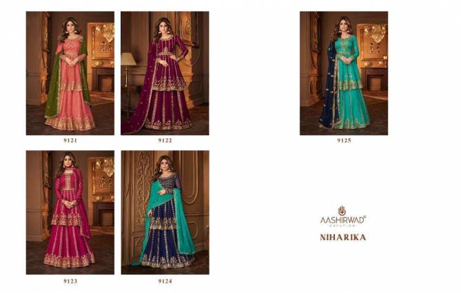 Niharika By Aashirwad 9121 To 9125 Series Georgette Wedding Wear Readymade Suits Wholesale Market In Surat